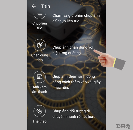 Thông tin các chế độ chụp